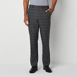 J. Ferrar Ultra Comfort Mens Checked Stretch Fabric Classic Fit Flat Front Slim